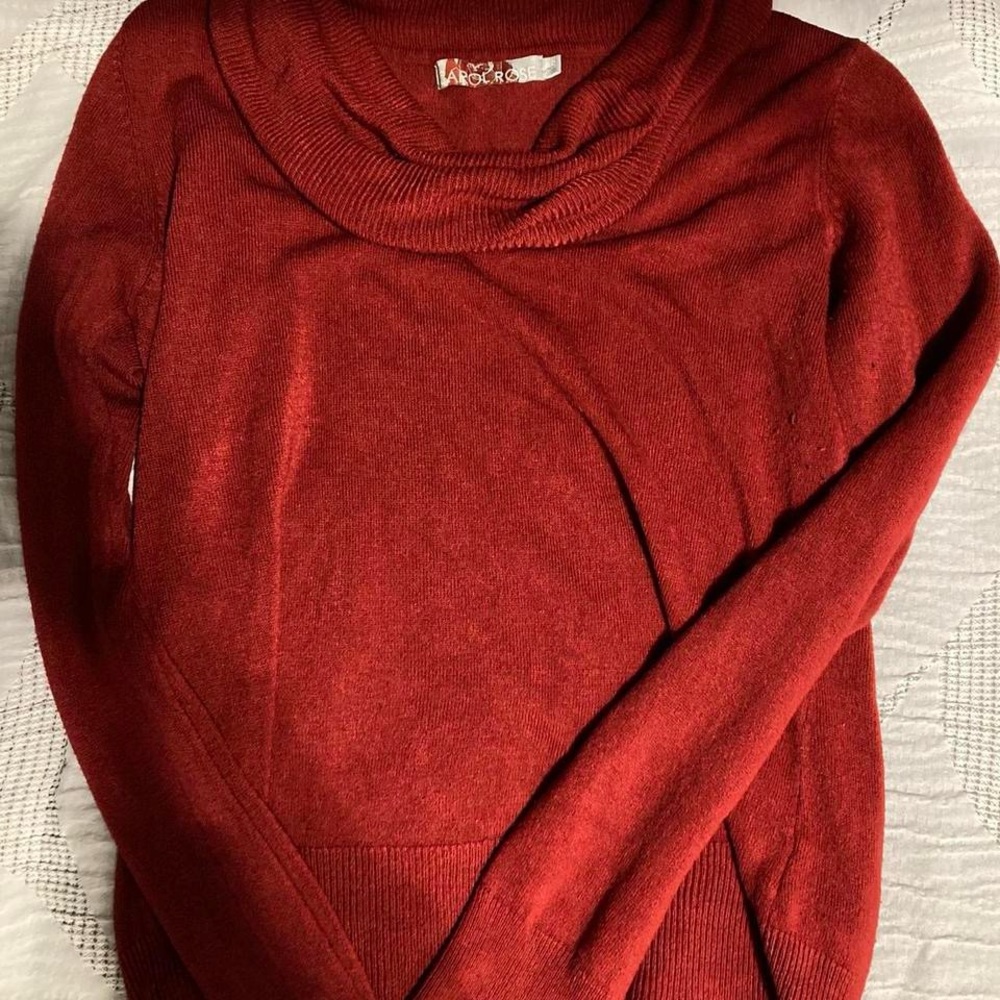 Carol Rose Rich Burgundy Cowl Neck Sweater